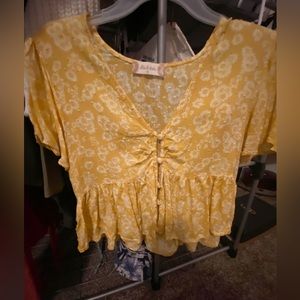 altar’d state yellow cropped blouse